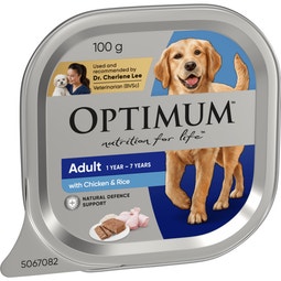 OPTIMUM Wet Dog Food Chicken & Rice 100g Tray image