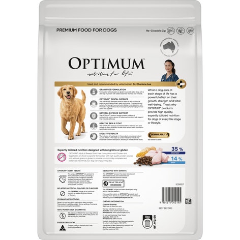 OPTIMUM Grain Free Dry Dog Food Chicken & Vegetables Bag 2.5kg image 1