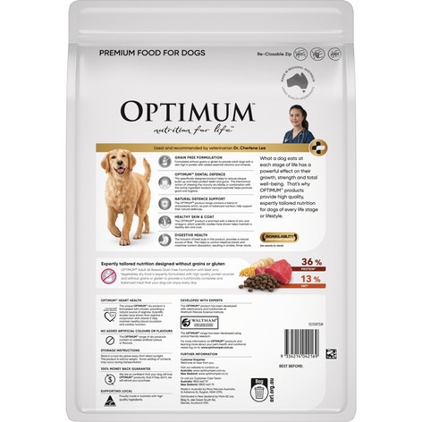OPTIMUM Grain Free Dry Dog Food Beef & Vegetables Bag 2.5kg image 1