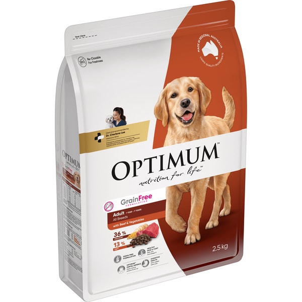 OPTIMUM Grain Free Dry Dog Food Beef & Vegetables Bag 2.5kg image 1