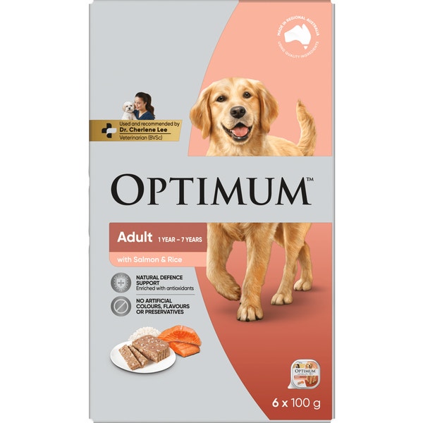 OPTIMUM Wet Dog Food Salmon & Rice 6x100g Tray image 2