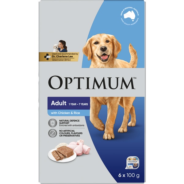 OPTIMUM Wet Dog Food Chicken & Rice 6x100g Tray image 2