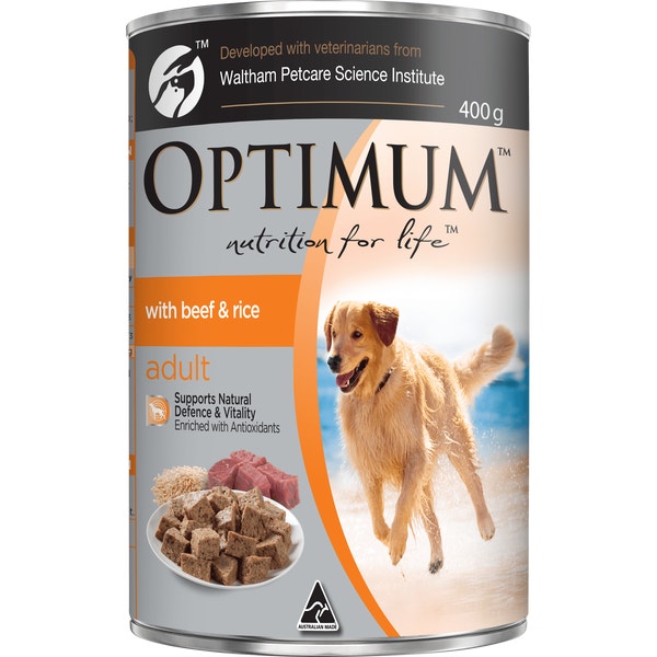 OPTIMUM Dog Food Beef & Rice 400g Can image 2