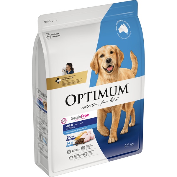 OPTIMUM Grain Free Dry Dog Food Chicken & Vegetables Bag 2.5kg image 1