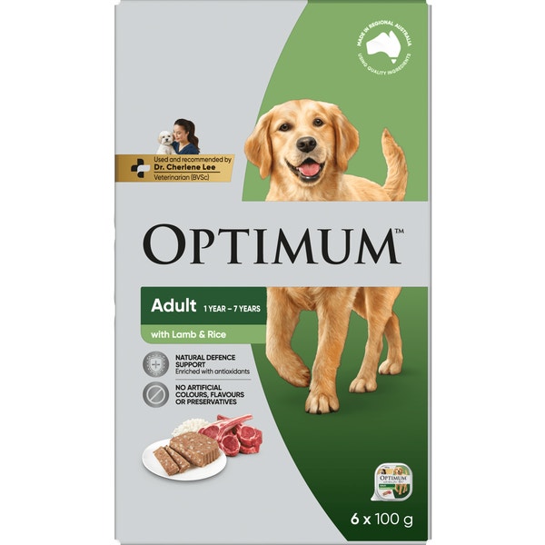 OPTIMUM Wet Dog Food Lamb & Rice 6x100g Tray image 2