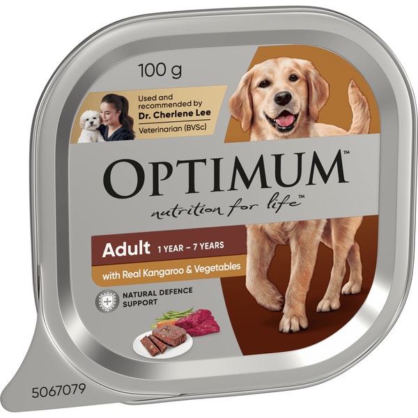 OPTIMUM Wet Dog Food Kangaroo & Vegetables 100g Tray image 1