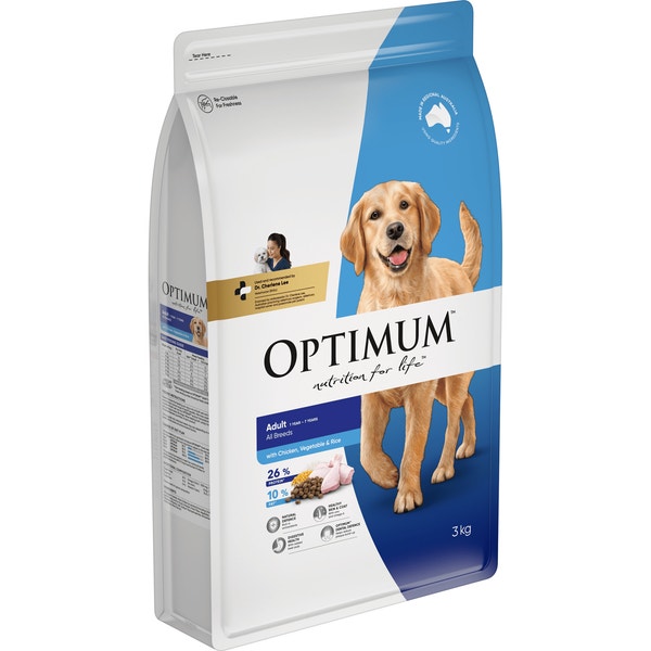 OPTIMUM Adult Dry Dog Food Chicken, Vegetables & Rice 3kg Bag image 1
